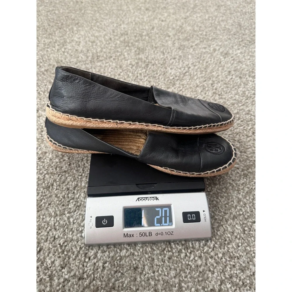 Tory Burch Black Nappa Leather Color Slip On Espadrille Flats‎ 9.5 Quiet Luxury